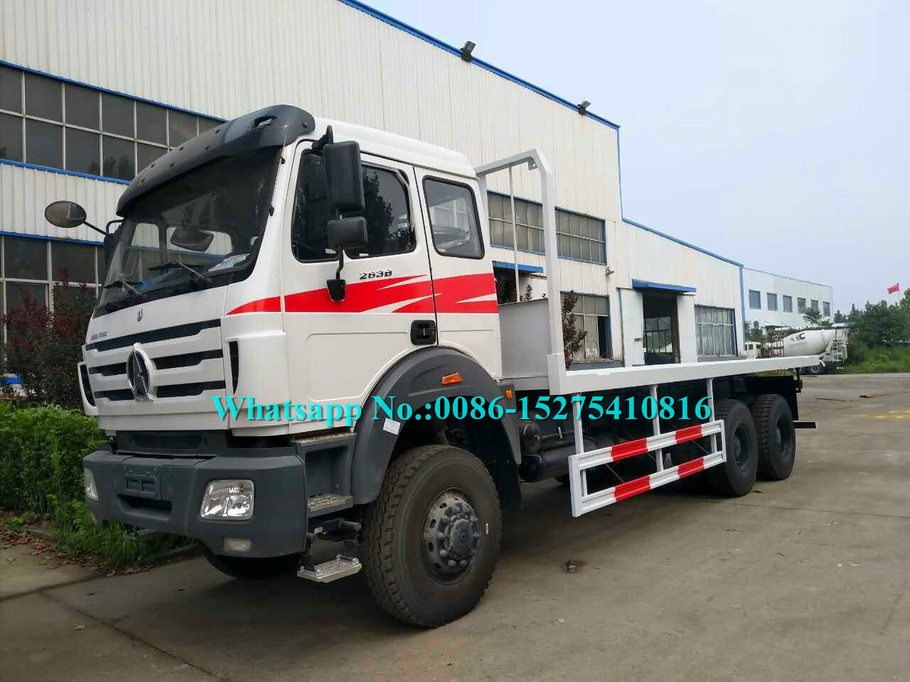 White color Beiben 6x6 2634PZ 30Ton 340hp 10 wheeler Cross country Container Flat Bed Truck for DR CONGO