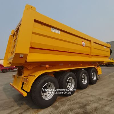 4 Axles Hydraulic Dump Semi Trailer with Q345B High-Tensile Steel and 80-100 Tons Payload Capacity for Heavy-Duty Transport