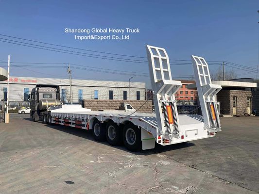 80-120 Tons Payload Capacity Lowbed Semi Trailer with 4×13T or 16T FUWA / BPW Axles and JOST 28T Landing Gear