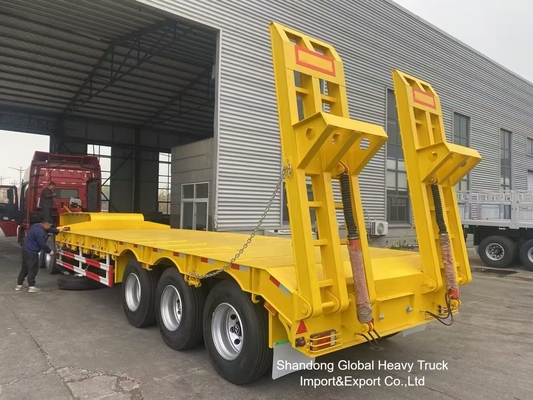 3 Axle 60 Ton Heavy Duty Lowbed Semi Trailer with Fuwa Axles