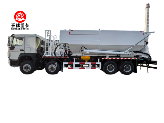 HOWO 8x4 Bulk Emulsion Explosive Mixing and Charging Truck with 350 HP Diesel Engine, 32-ton GVW and 8-23 m Telescopic Hose Arm