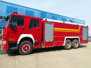 Red Special Purpose Truck , HOWO Heavy Duty Emergency 6x4 Fire Fighting Truck