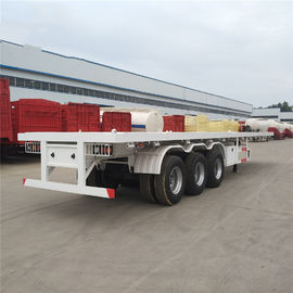 Steel Material Tri - Axle Low Bed Semi Trailer / Flat Bed Semi Trailer