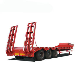 Steel Material Tri - Axle Low Bed Semi Trailer / Flat Bed Semi Trailer