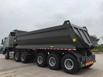 Mechanical Suspension Heavy Duty Semi Trailers , U Shape 40 T Load Capacity Rear Dump Tipper Semi Trailer