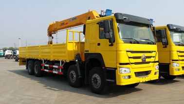 Yellow 8x4 Heavy Cargo 12T Boom Truck Crane Dimension 12484*2496*4125