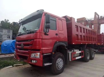 Red Heavy Duty Dump Truck Euro 2 Emission Standard With ZF8118 Steering