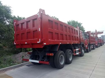 Red Heavy Duty Dump Truck Euro 2 Emission Standard With ZF8118 Steering