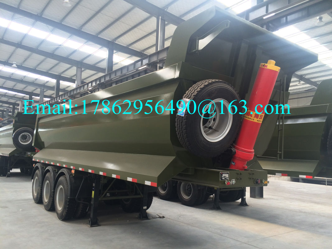 45 Ton Pay Load Semi Dump Trailers / Tri Axle Dump Truck Trailer 10 Pcs