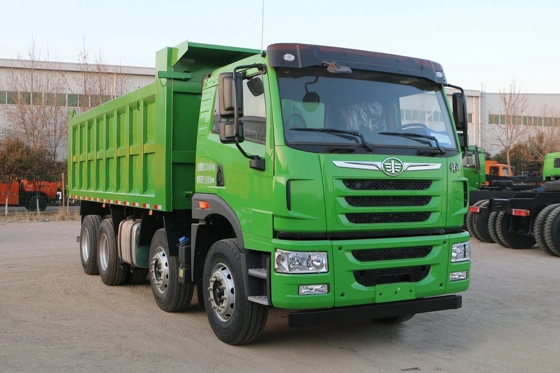 FAW 8x4 12 Wheel Dump Truck , Green Color 32 Ton Dump ...