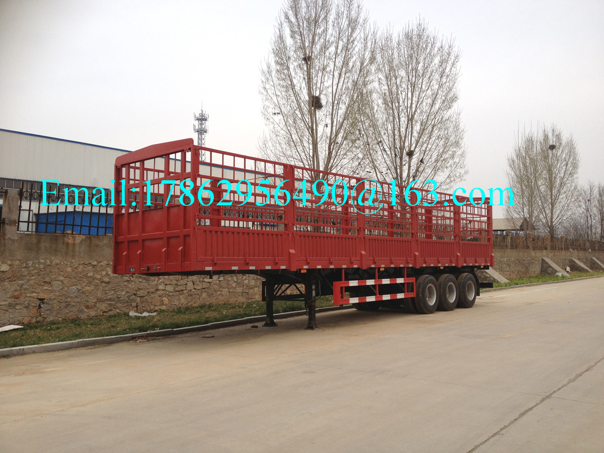 Bulk Cargo Transport Heavy Duty Semi Trailers High Wall Fence Truck 60 Ton