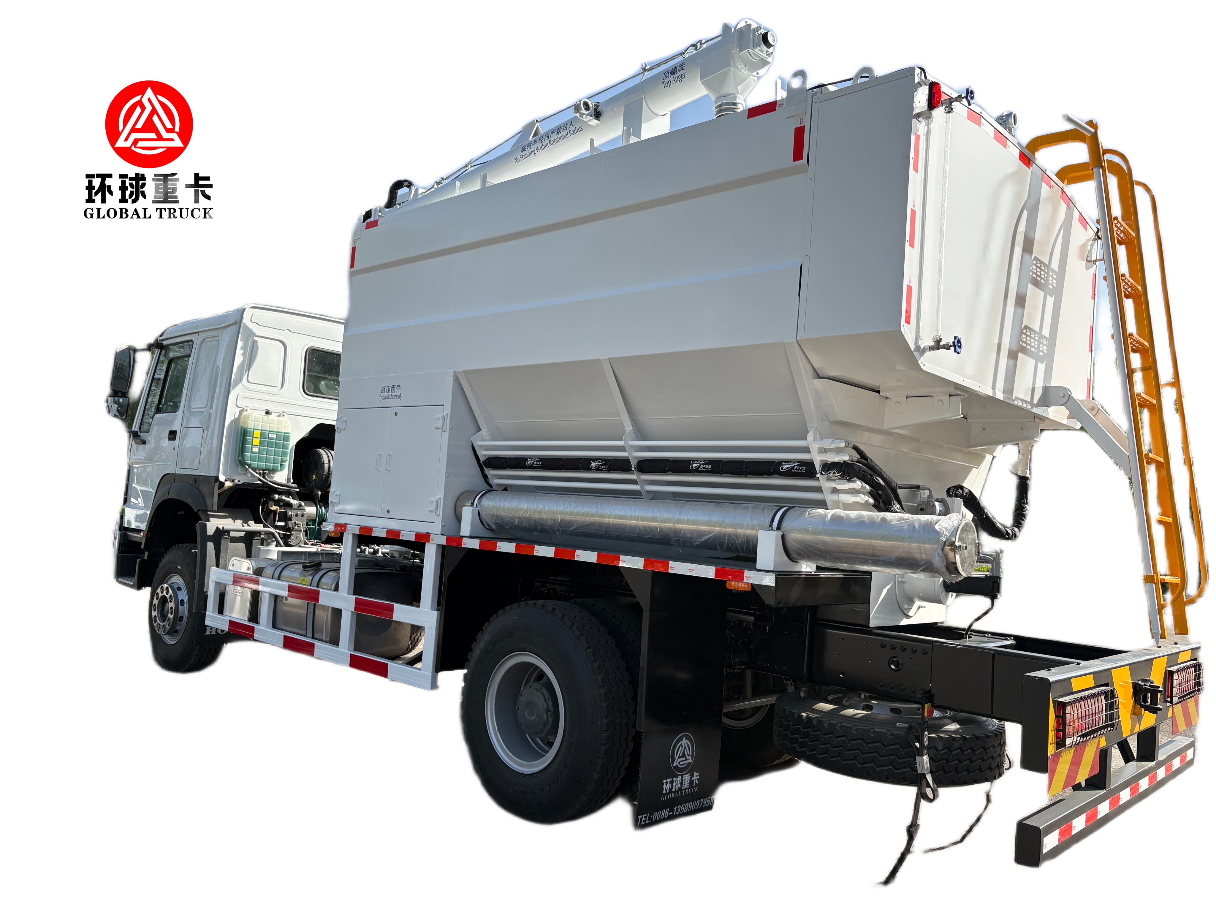 HOWO 4x2 Bulk Emulsion Explosive Mixing and Charging Truck with 350 HP Diesel Engine 300 kg/min Charging Efficiency and 8-23 m Telescopic Hose Arm