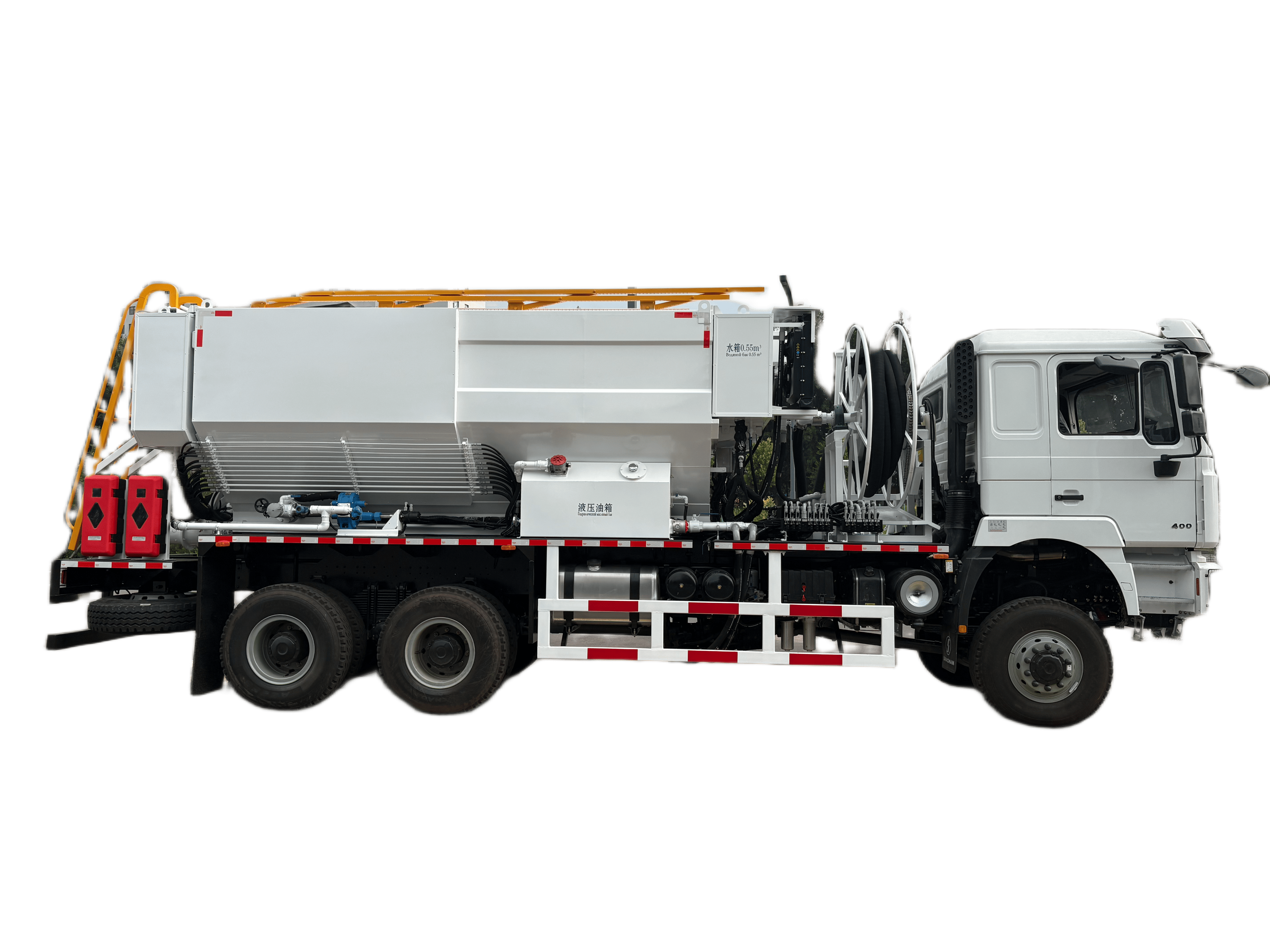 8×4 Bulk Emulsion Explosive Mixing and Charging Truck with 350 HP Diesel Engine and 8-23 m Telescopic Hose Arm for Mining