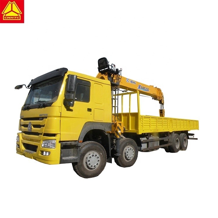 Yellow 8x4 Heavy Cargo 12T Boom Truck Crane Dimension 12484*2496*4125
