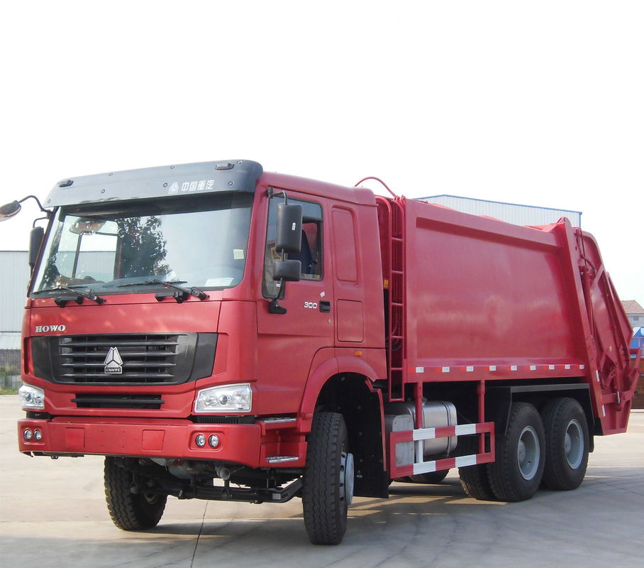 Red Howo Waste Collection Truck  ,  6 - 19 Cubic Rubbish Compactor Truck